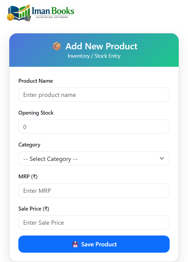 Adding a product in Iman Books